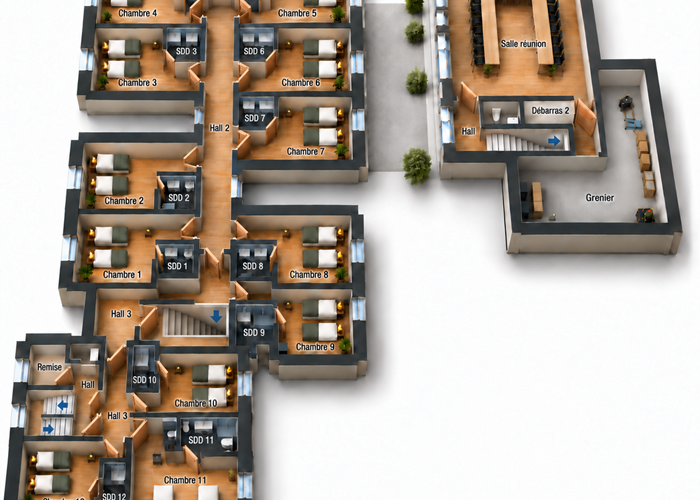 Plan 3D du 1er étage v3