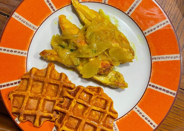 Poulet coco - Gaufrette de patate douce