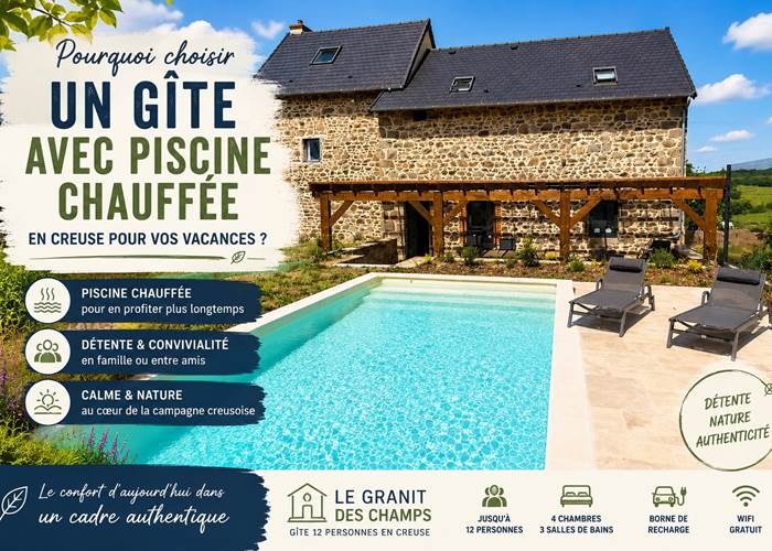 Gîte le Granit des Champs Mainsat Creuse - Piscine