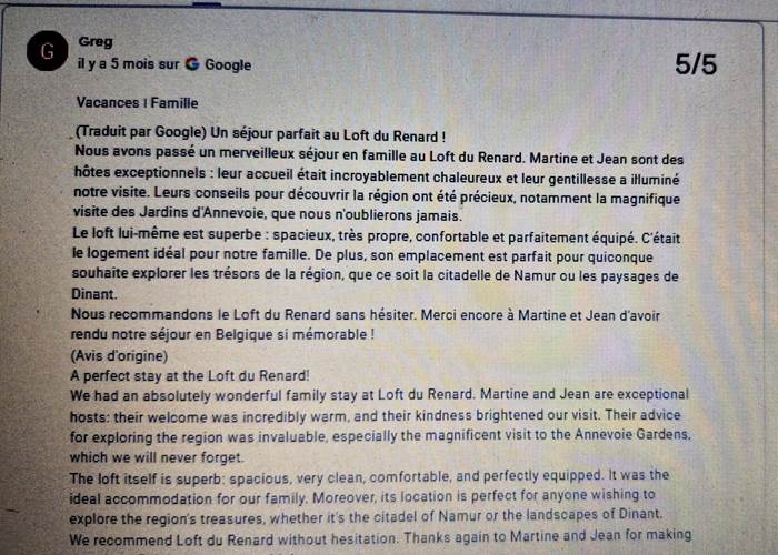 avis laisé par Greg, USA