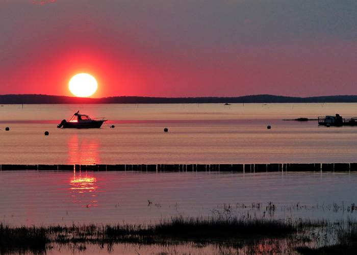 plage coucher de soleil sur le bassin