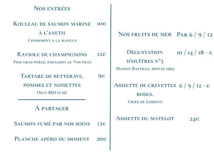 Entrées / à partager / Fruits de mer