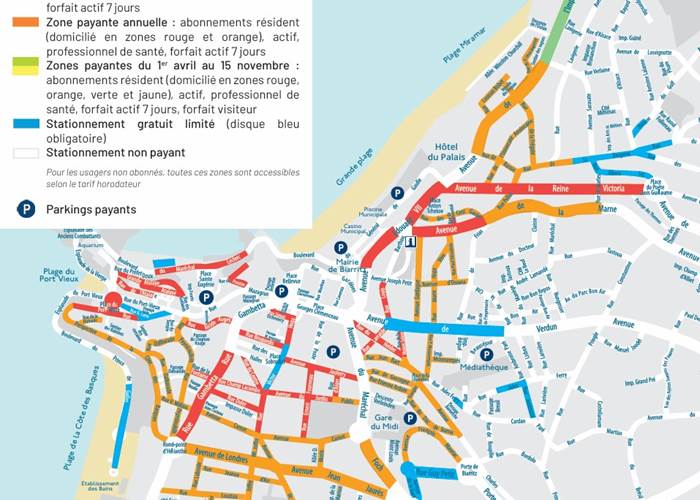 Plan de stationnement de la ville de Biarritz