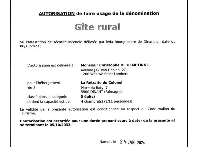 Autorisation gîte rural