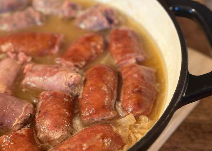 Saucisses de Pays au vin blanc