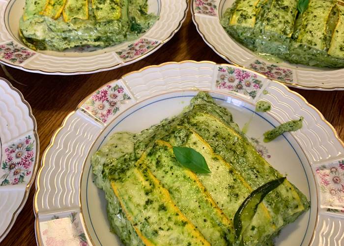 Gratin de ravioles du Dauphiné aux courgettes et pesto