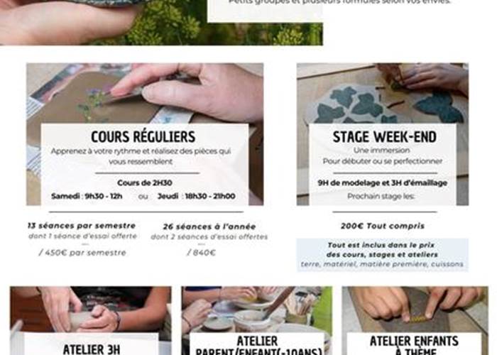 cours réguliers de céramique