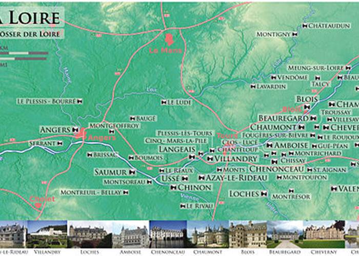 Carte des châteaux de la Loire