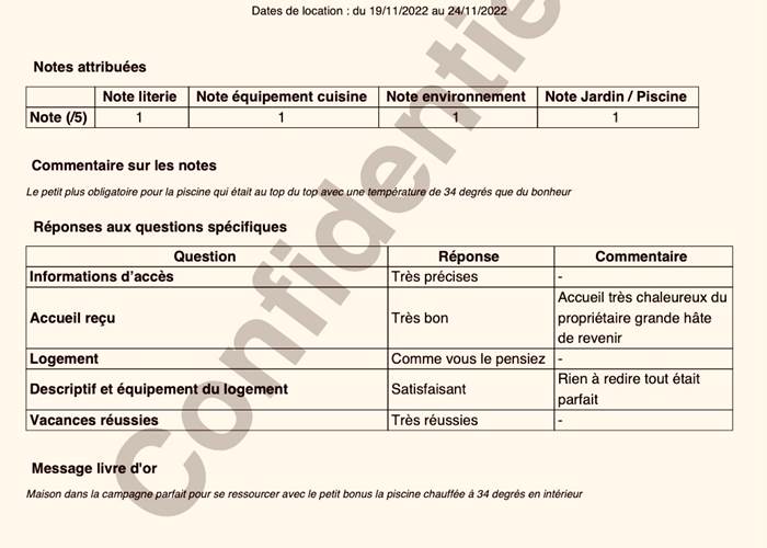Séjour du 19 au 24/11/2022