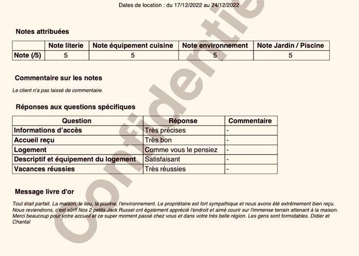 Séjour du 17 au 24/12/2022
