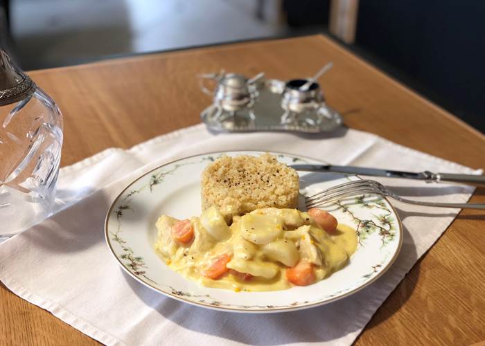 blanquette de dinde à l'orange, carotte et navet