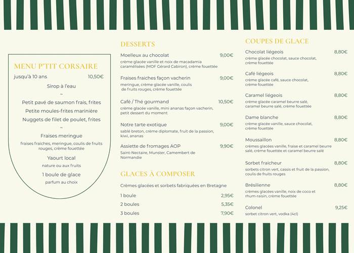 restaurant la villa rose marie saint brevin océan vue mer dessert glace menu enfant