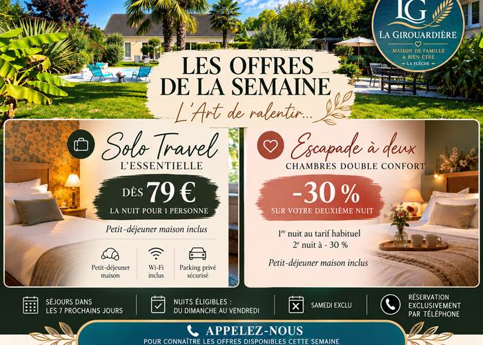 Offres dernière minute à La Flèche – Solo Travel et séjour à deux à La Girouardière