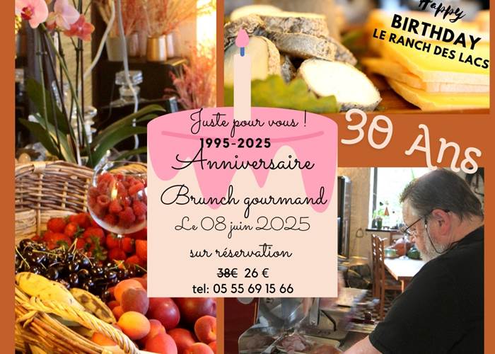 Brunch Gourmand pour les 30 ans du Ranch des Lacs le 08 juin 2025