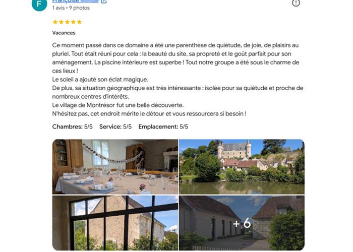 Sur google mai 2026 - Domaine des Cyclamens