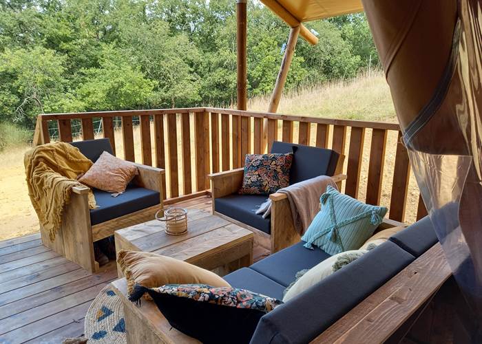 Glamping ecolodge Sunset Hitton Séjours Nature terrasse