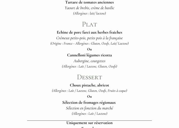 Menu du 22 au 28 Juin 2026 Bistrot de la Grande Maison Mazamet