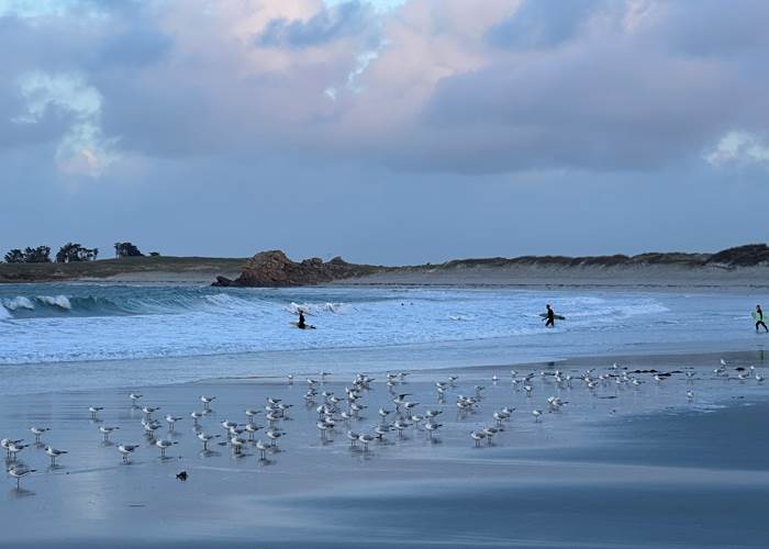 Session Surf depuis la plage de notre gîte de Tréompan