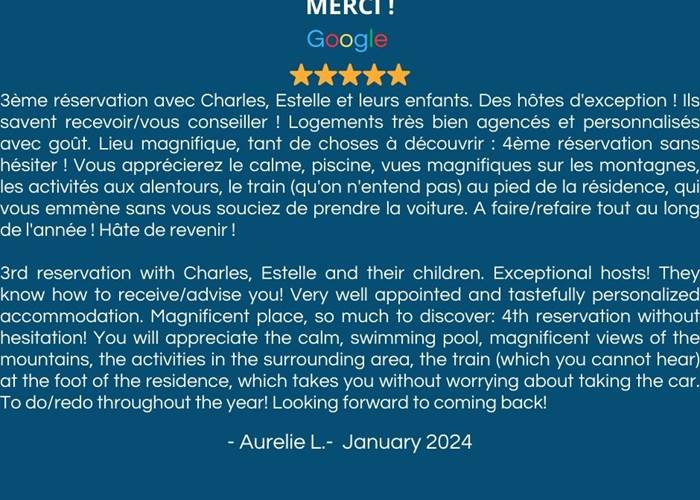 Google 5.0 (more 60 reviews)