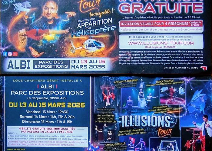 invitation billet gratuit Illusion Tour - albi parc des expositions-news