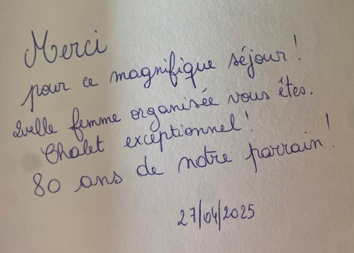 Petit mot laissé par les hôtes
