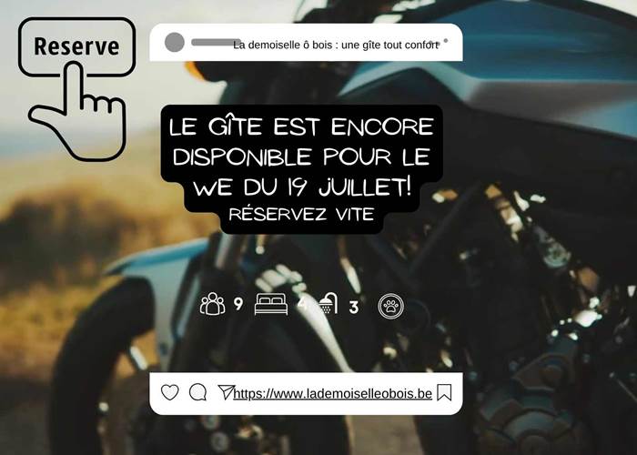 Réservez votre séjour à la Demoiselle ô bois