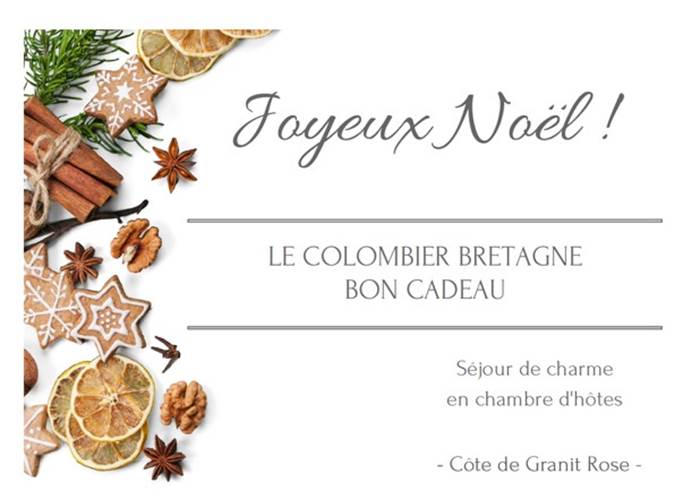 Bon cadeau Noël chambres d'hôtes le colombier bretagne