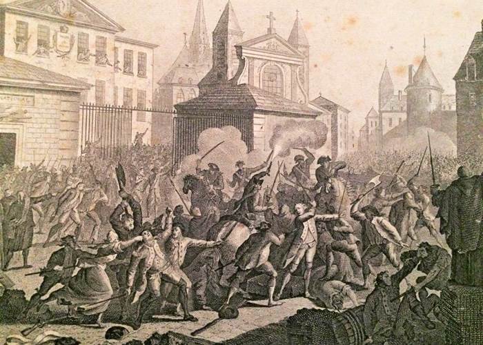 Débutées sur la place d'Armes, les émeutes du 10 mai 1790 s'achèvent devant le vieux château consulaire et la mort de plusieurs personnes...