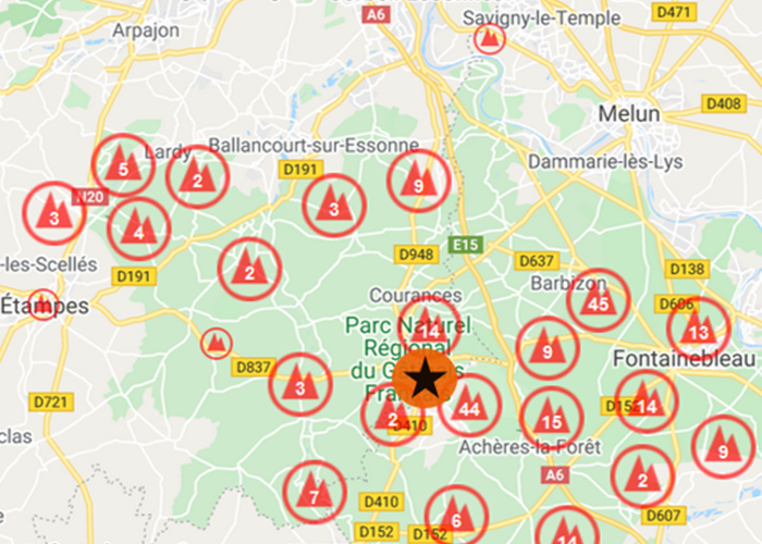 Localisation des sites de bloc autour de BLOASIS