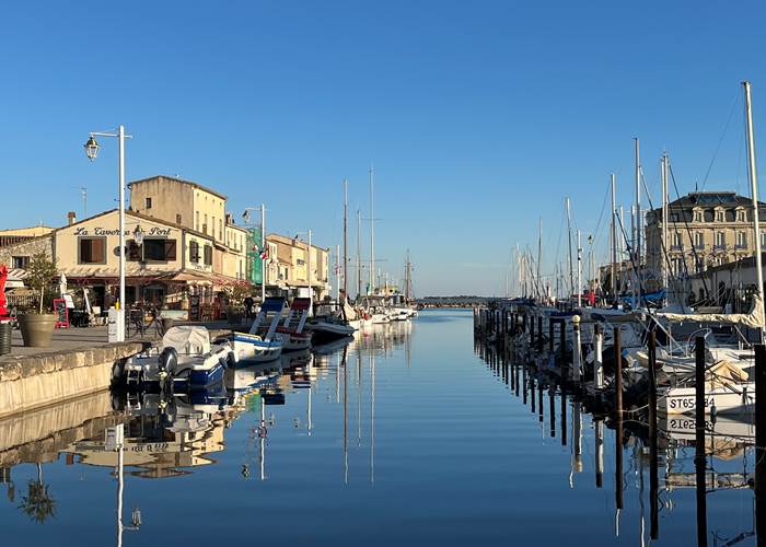Marseillan's  port nearby the B&B with restaurants and bars