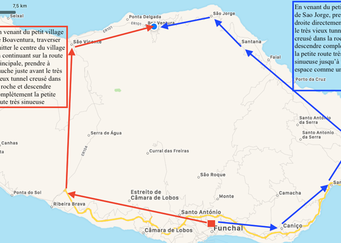 Plan d'acce depuis Funchal aéroport