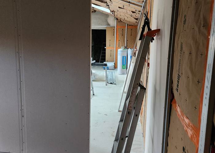 Travaux salle de réception, raillage et pose de placo
