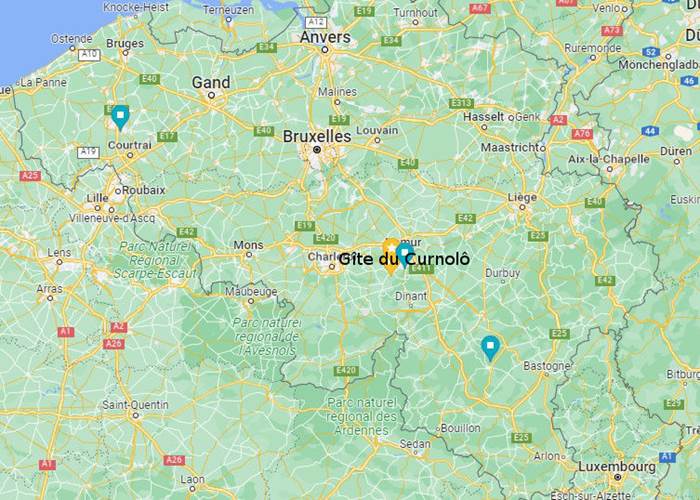 Repérage du Gîte sur carte Belge