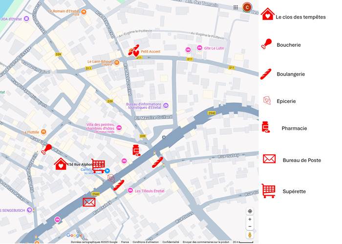 Implantation des commerces.