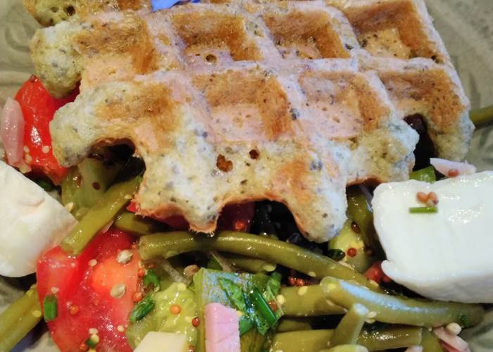 gaufre salée aux légumes et fromage de chèvre