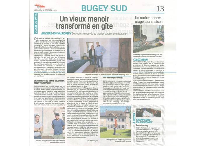 Voix de l'Ain auto rénovation Grand Colombier gite séjour proche Genève