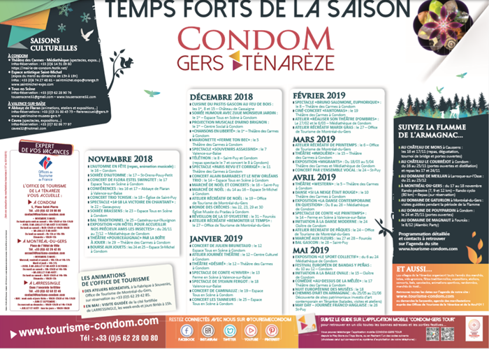AFFICHE EVENEMENTS TENAREZE NOV 2018 MAI 2019