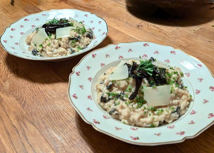 Risotto crémeux aux trompettes