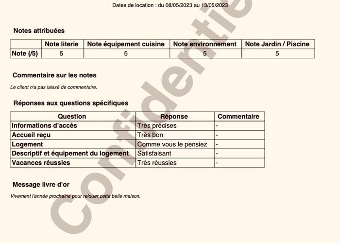 Séjour du 08 au 13/05/2023