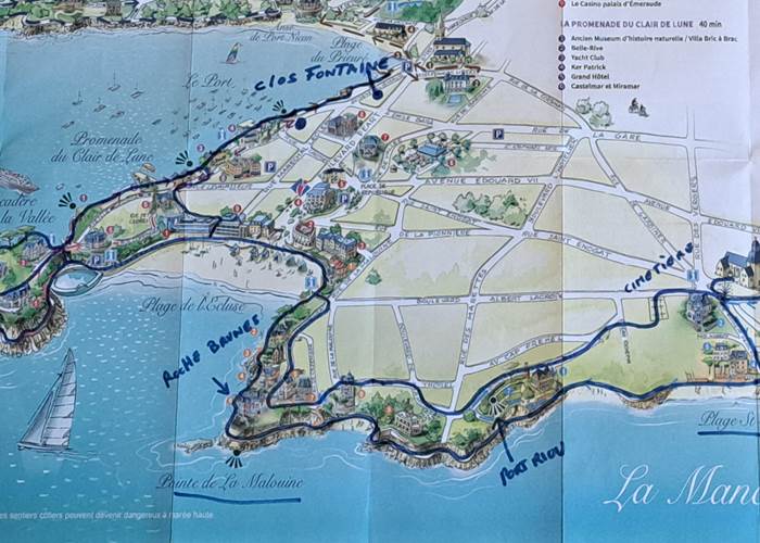 Clos de la Fontaine, plan rando les villas de Dinard et le village de Saint Enogat