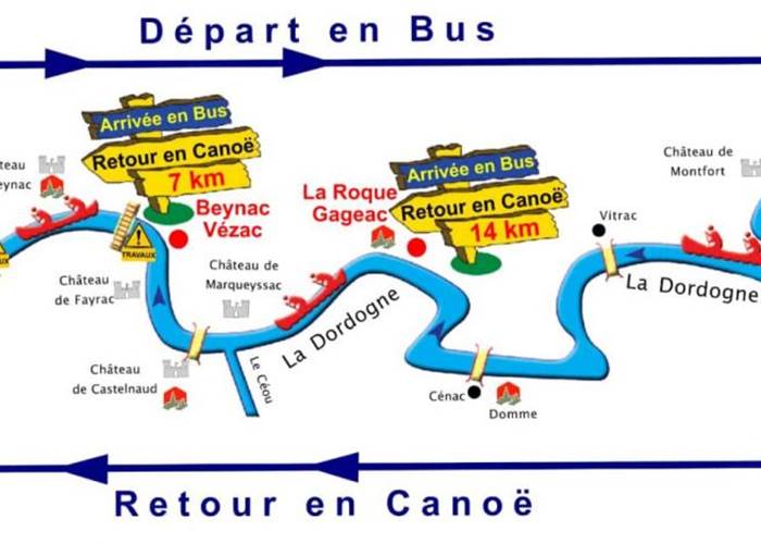 parcours canoë Dordogne