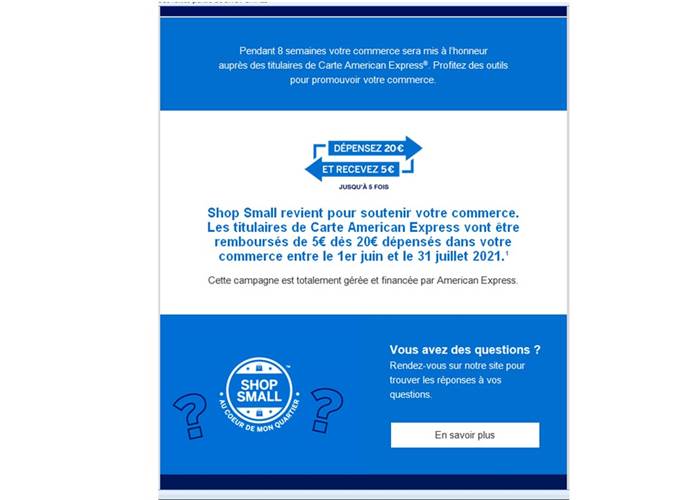 Amex Shop Small - mai et juin 2021
