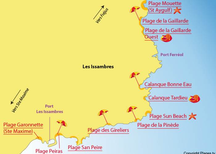 Carte plages des Issambres