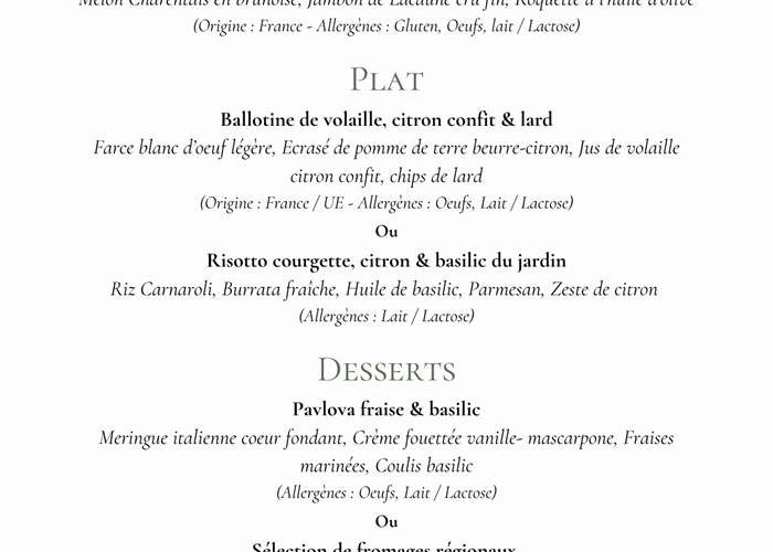 Menu du 1 au 7 Juin 2026