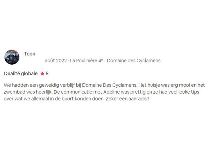 Avis Domaine des Cyclamens 2022