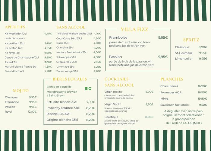 restaurant la villa rose marie saint brevin océan vue mer apéritif mojito spritz planche