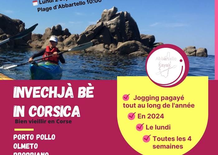 Bien vieillir en Corse jogging pagaye avec Abbartello kayak