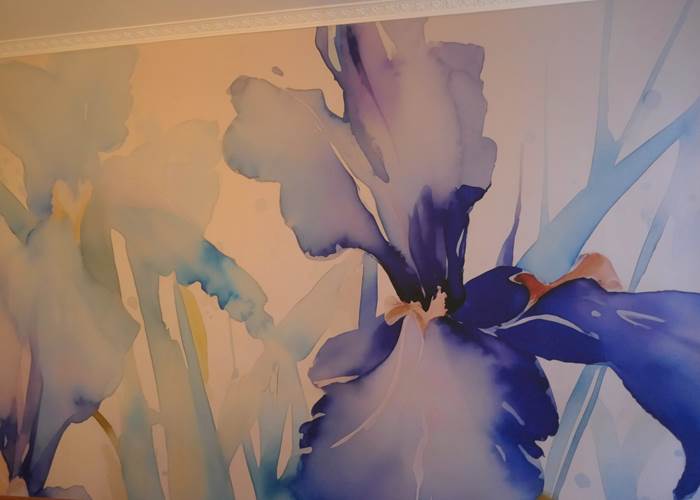 Mur aquarelle chambre iris