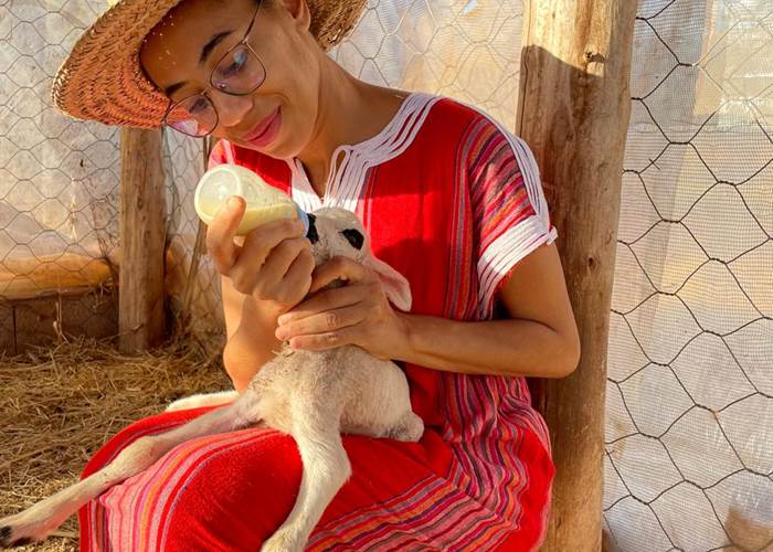 Oumayma feeding our little Rizq