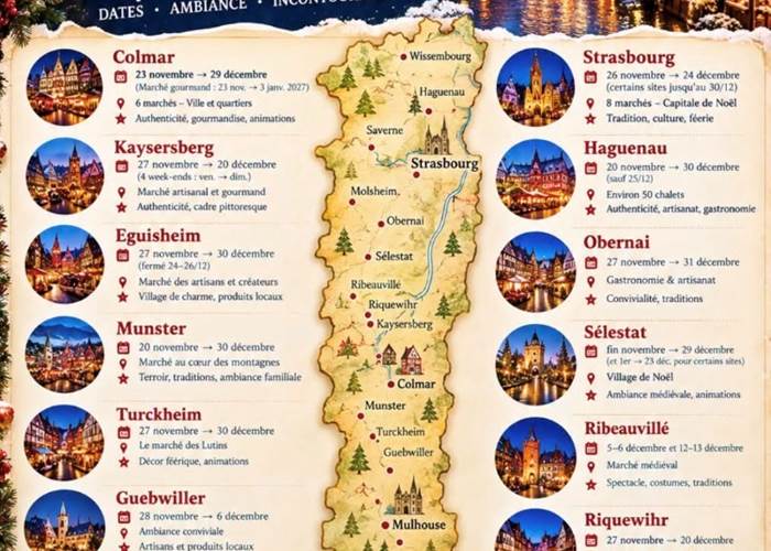 Calendrier marchés de Noel Alsace 2026